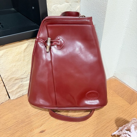 Longchamp vintage 牛皮後背包