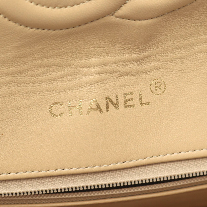 香奈兒絎縫單蓋肩背包/手提包，羊皮，女士，米色/黑色-3