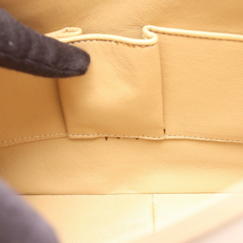 香奈兒絎縫單蓋肩背包/手提包，羊皮，女士，米色/黑色-5