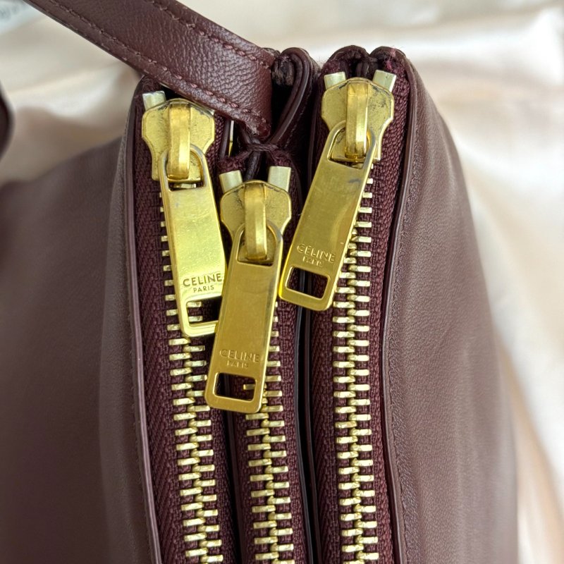 Celine TRIO光滑羊皮革手袋 羊皮拼牛皮-4