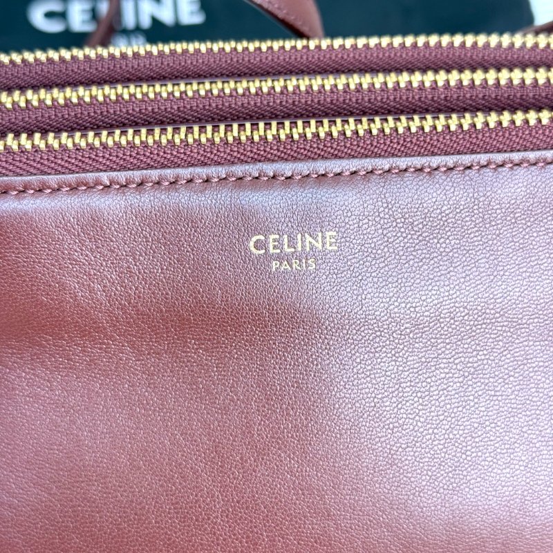 Celine TRIO光滑羊皮革手袋 羊皮拼牛皮-6