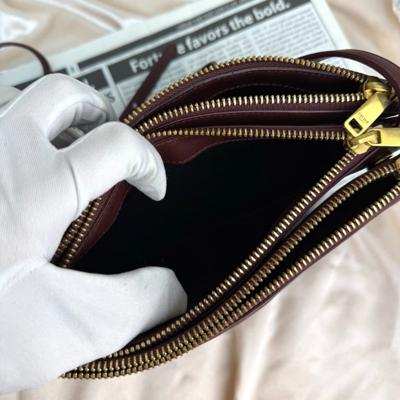 Celine TRIO光滑羊皮革手袋 羊皮拼牛皮-8