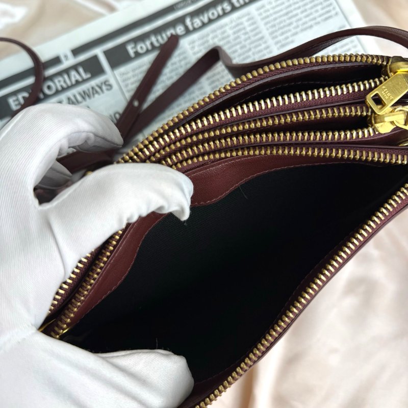 Celine TRIO光滑羊皮革手袋 羊皮拼牛皮-9