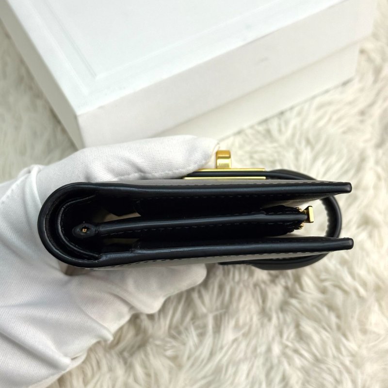 Celine 亮澤牛皮革配零錢袋錢包-4