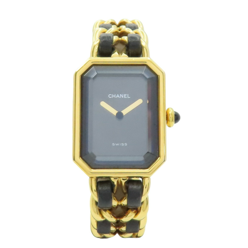 黑色錶盤 鍍金 皮革錶帶 Premiere S 腕錶【CHANEL 香奈兒】 H0001-0