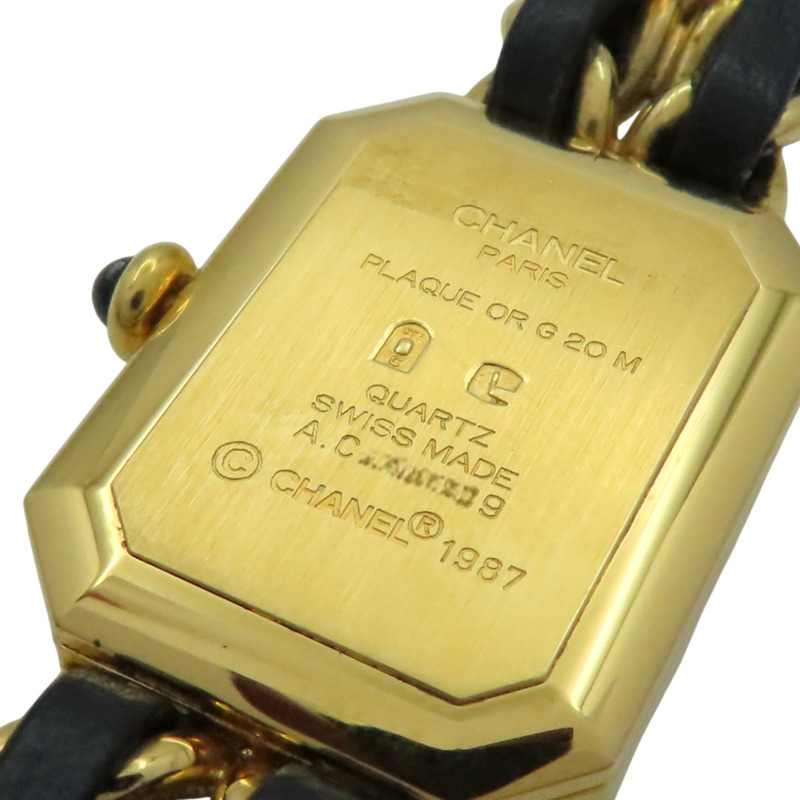黑色錶盤 鍍金 皮革錶帶 Premiere S 腕錶【CHANEL 香奈兒】 H0001-3
