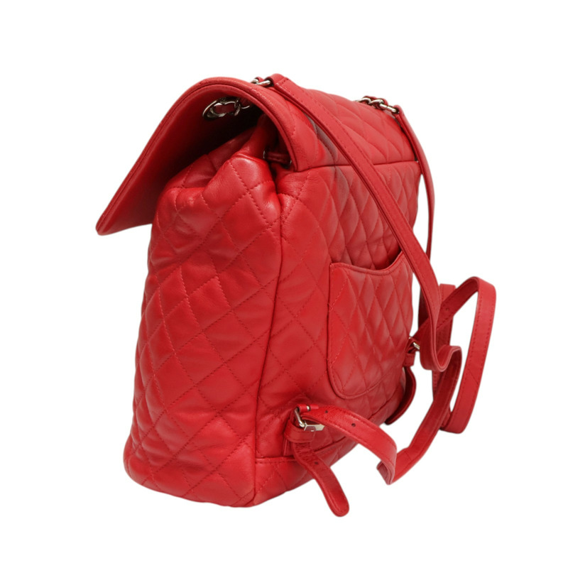 紅色 菱格紋 羊皮 Urban Spirit 後背包【CHANEL 香奈兒】 A91122-1