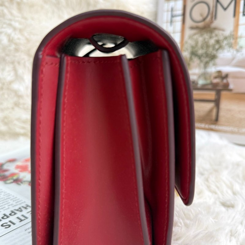 CELINE Classic Box 紅色 牛皮 小號 金扣-4