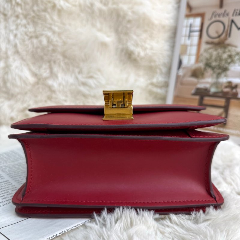 CELINE Classic Box 紅色 牛皮 小號 金扣-5
