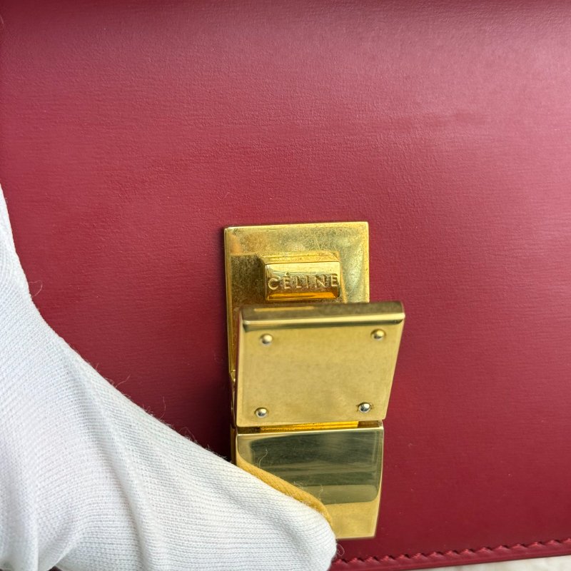CELINE Classic Box 紅色 牛皮 小號 金扣-9