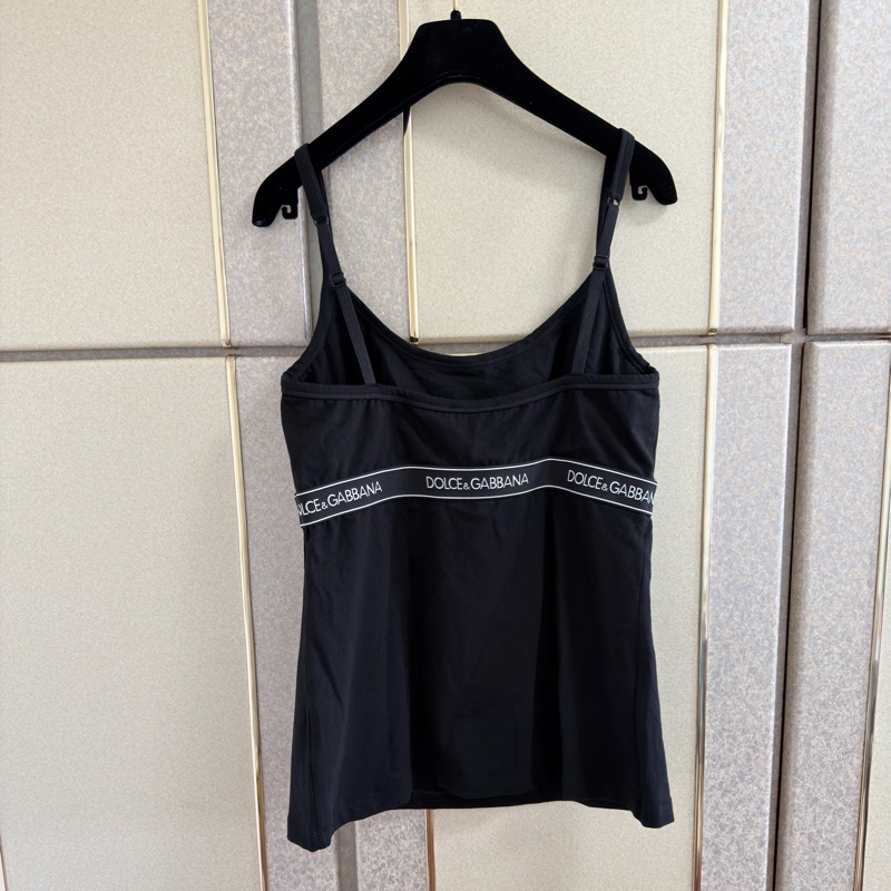 100）Dolce & Gabbana 經典 Logo 織帶黑色吊帶上衣 L-XL可穿-4