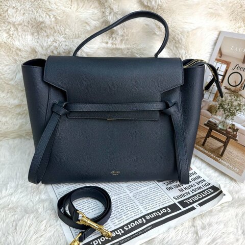 CELINE Belt 深藍色 荔枝牛皮 mini 鯰魚包