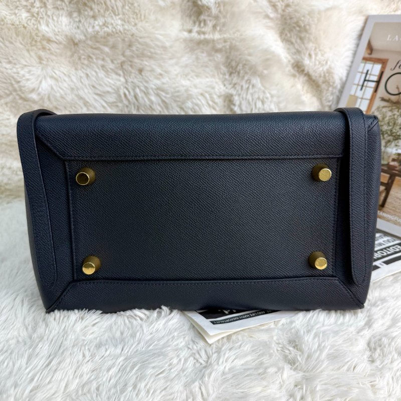 CELINE Belt 深藍色 荔枝牛皮 mini 鯰魚包-5