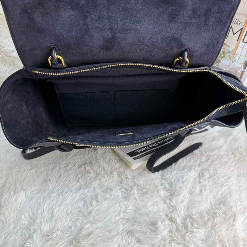 CELINE Belt 深藍色 荔枝牛皮 mini 鯰魚包-6