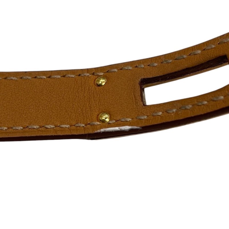 HERMES 愛馬仕 MINI KELLY DOUBLE TOUR 雙圈凱莉手環 皮革 金棕色 銀釦-10