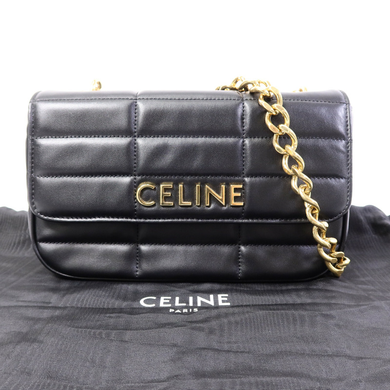 CELINE 羊皮皮革Matelasse Bag鏈帶肩背袋-9