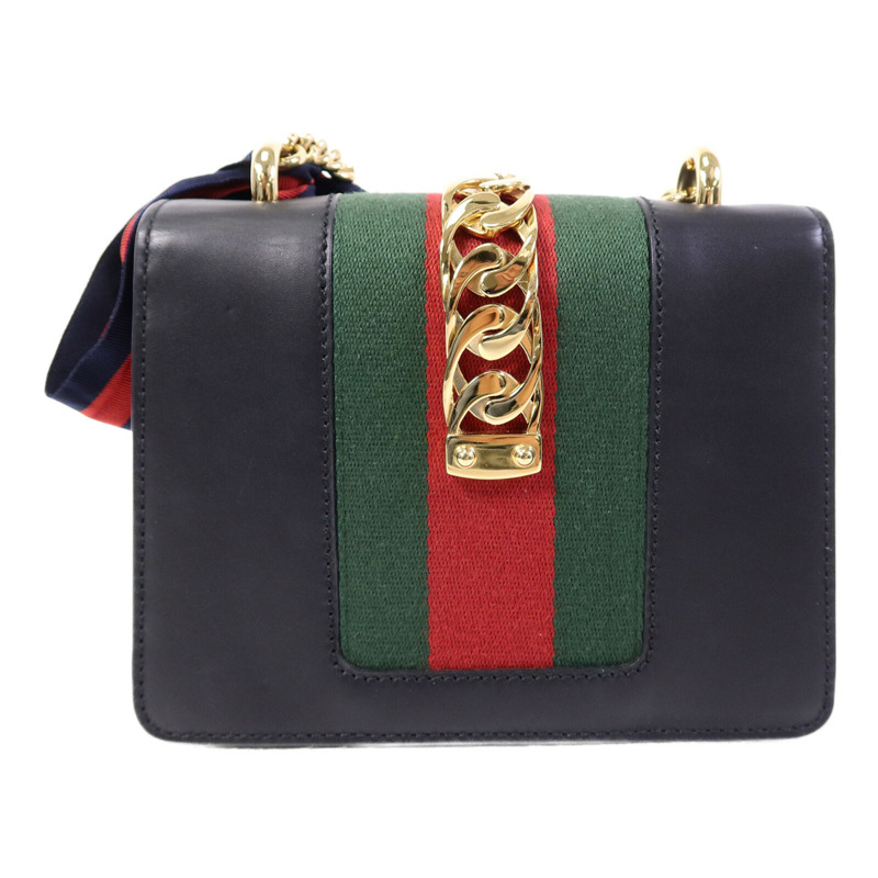 GUCCI 牛皮皮革Sylvie鏈帶肩背袋-1