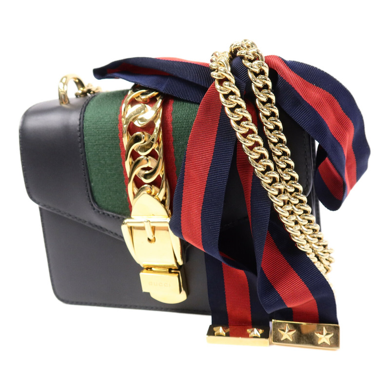 GUCCI 牛皮皮革Sylvie鏈帶肩背袋-2