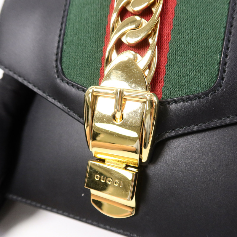 GUCCI 牛皮皮革Sylvie鏈帶肩背袋-6
