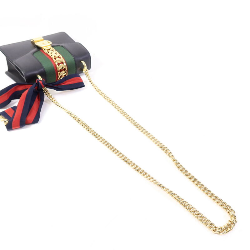 GUCCI 牛皮皮革Sylvie鏈帶肩背袋-8