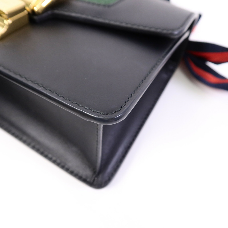 GUCCI 牛皮皮革Sylvie鏈帶肩背袋-10