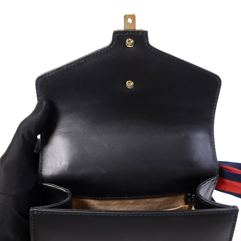 GUCCI 牛皮皮革Sylvie鏈帶肩背袋-14