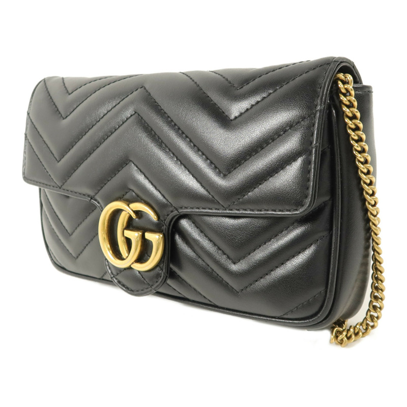 GUCCI 牛皮皮革GG Marmont鏈帶肩背袋-2