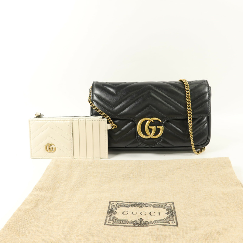 GUCCI 牛皮皮革GG Marmont鏈帶肩背袋-8