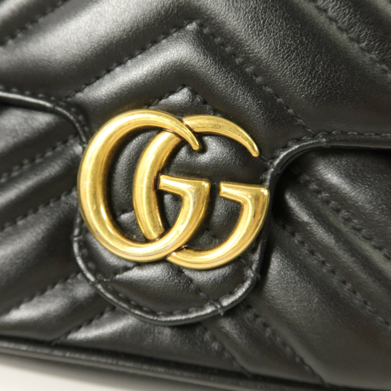 GUCCI 牛皮皮革GG Marmont鏈帶肩背袋-9