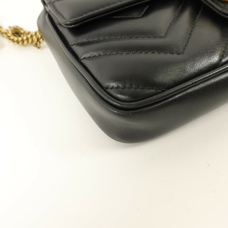 GUCCI 牛皮皮革GG Marmont鏈帶肩背袋-15