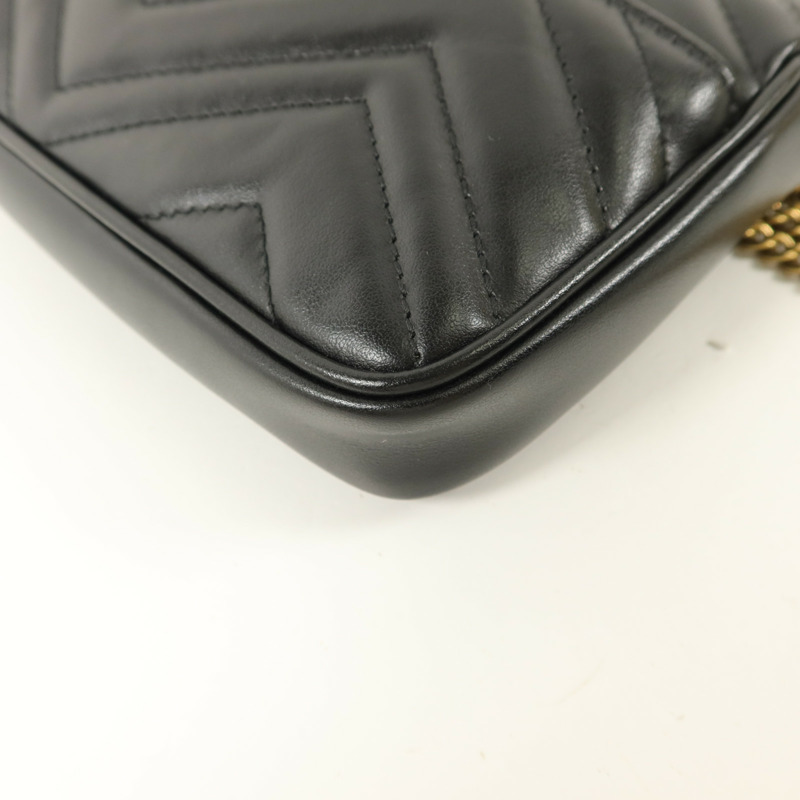 GUCCI 牛皮皮革GG Marmont鏈帶肩背袋-16