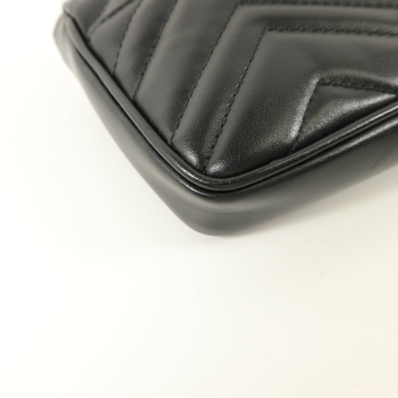 GUCCI 牛皮皮革GG Marmont鏈帶肩背袋-17