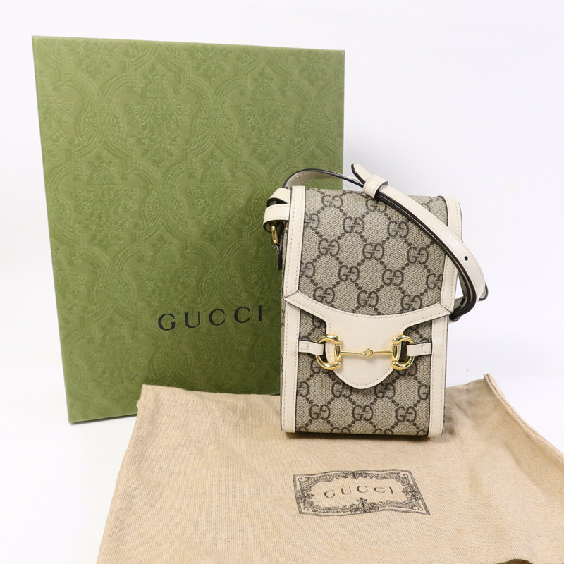 GUCCI 塗層帆布1955 Horsebit Mini肩背袋-4