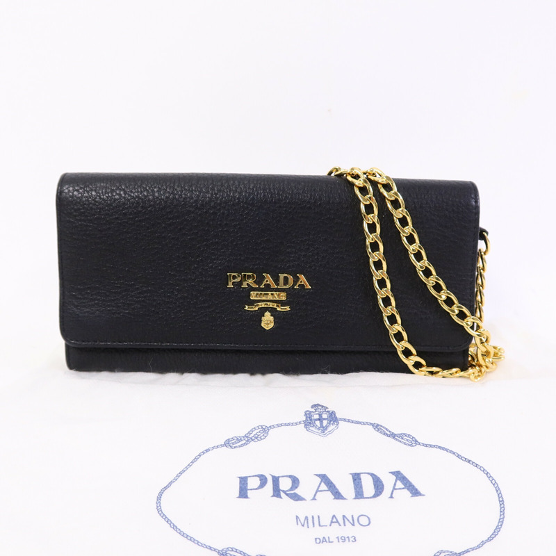 PRADA 牛皮皮革Shoulder Bag鏈帶肩背袋-7