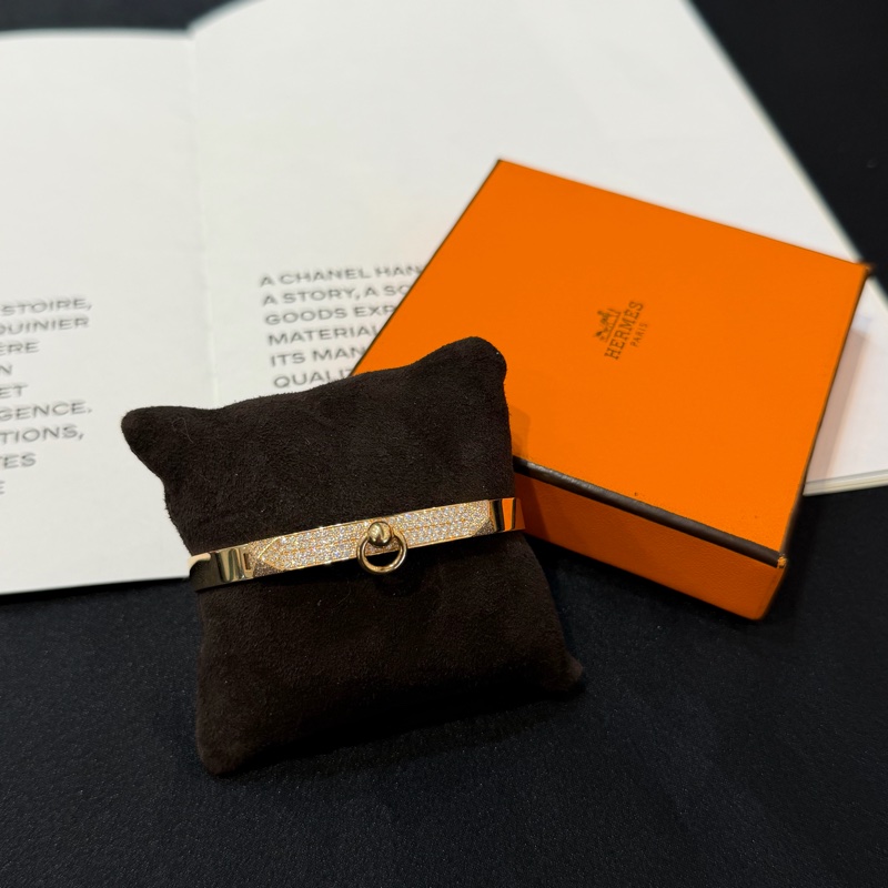 HERMES CDC750玫瑰金半鑽手環/LG-0