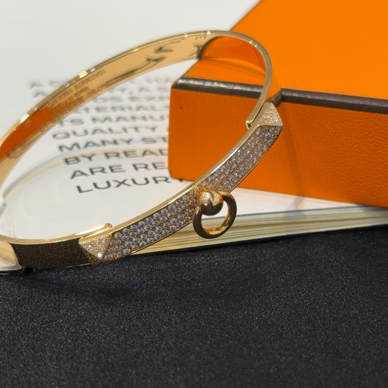 HERMES CDC750玫瑰金半鑽手環/LG-3