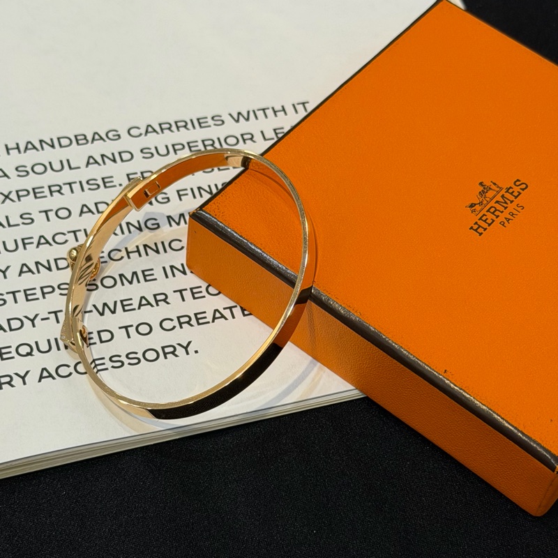 HERMES CDC750玫瑰金半鑽手環/LG-4