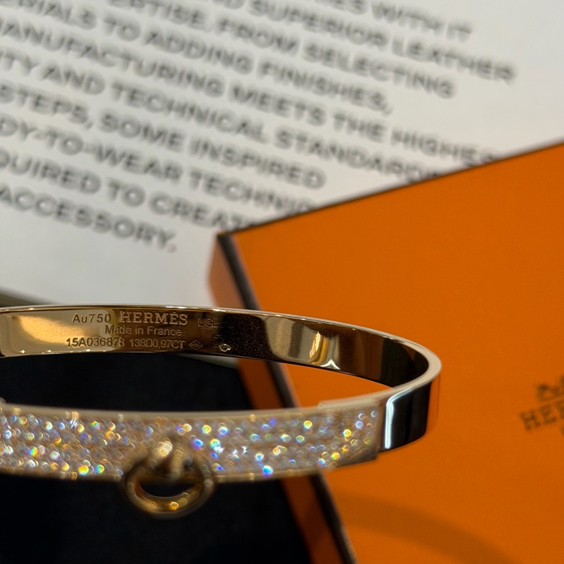 HERMES CDC750玫瑰金半鑽手環/LG-5