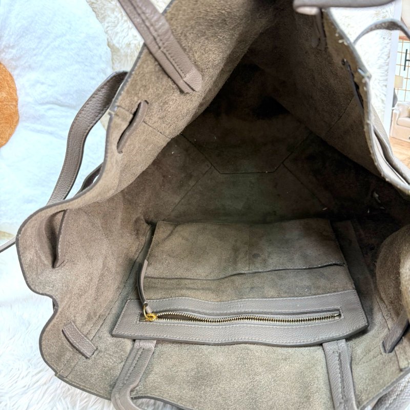 CELINE Cabas Phantom 灰色 荔枝牛皮 中號 托特包-6