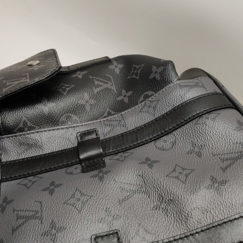 Louis Vuitton (LV) Christopher小號牛皮拼色Monogram印花垂蓋雙肩包晶片款-9