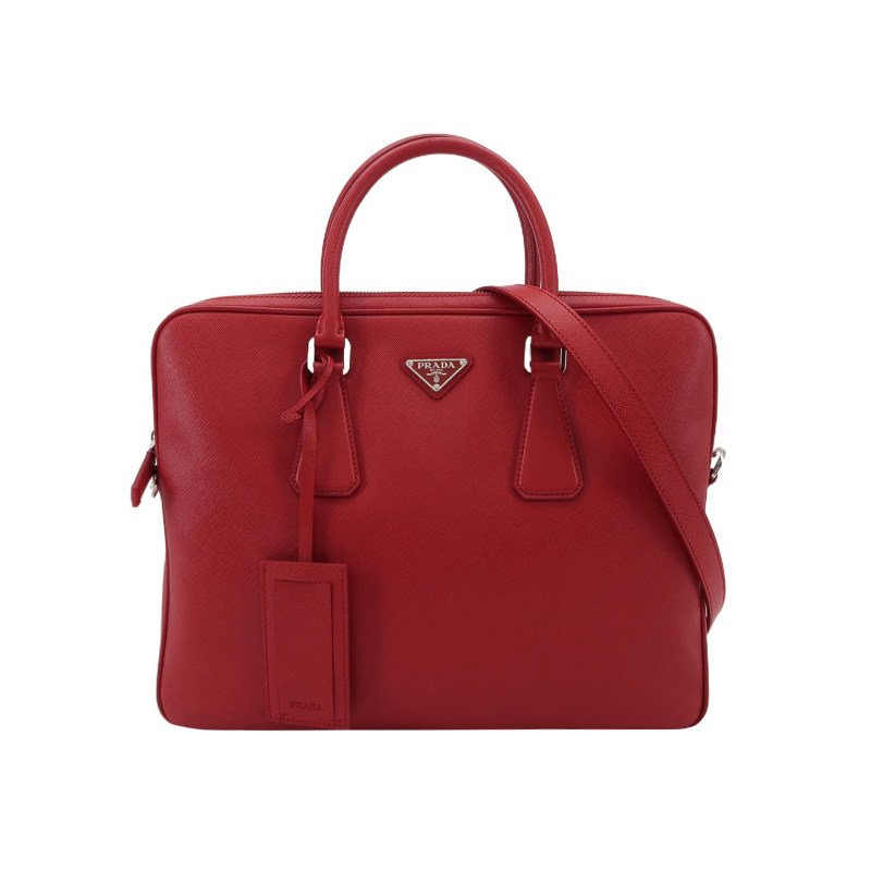 Prada 牛皮純色三角標誌斜背包單肩包-0