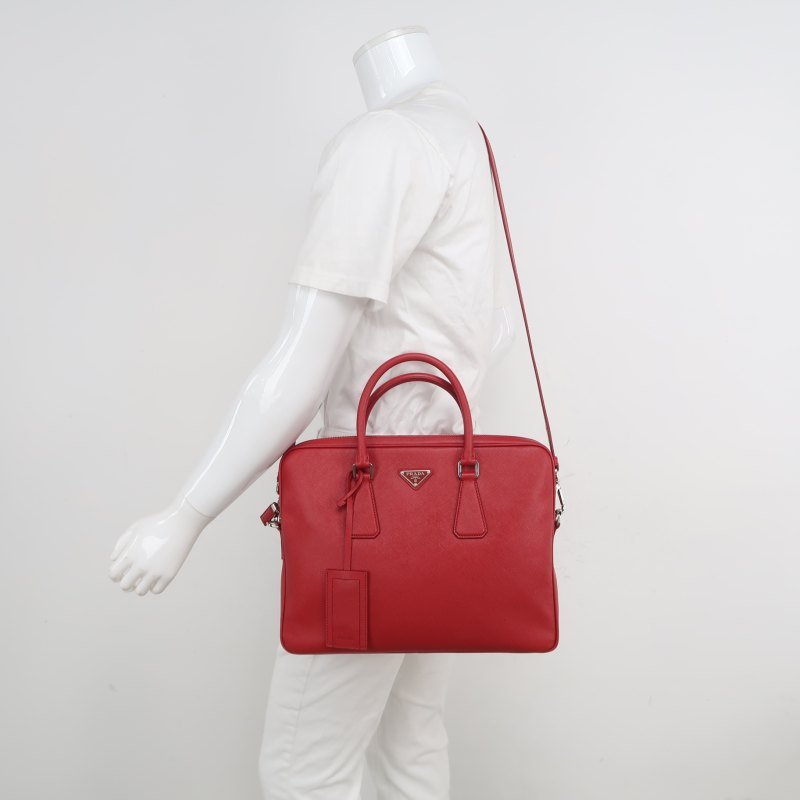 Prada 牛皮純色三角標誌斜背包單肩包-1