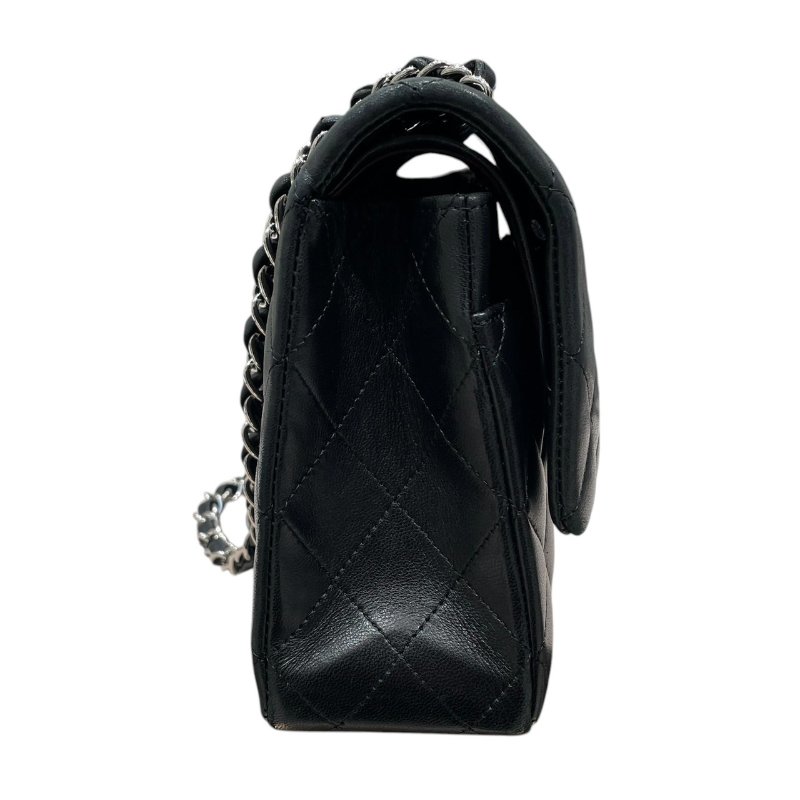 CHANEL 香奈兒 MATELASSE CF25 經典口蓋包 25公分 羊皮 黑色 銀釦-3