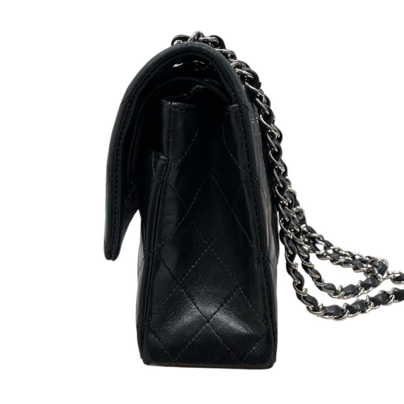 CHANEL 香奈兒 MATELASSE CF25 經典口蓋包 25公分 羊皮 黑色 銀釦-4