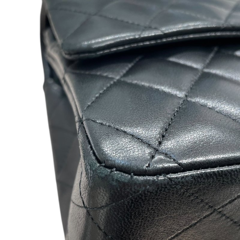 CHANEL 香奈兒 MATELASSE CF25 經典口蓋包 25公分 羊皮 黑色 銀釦-6