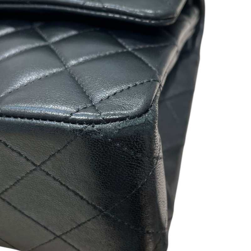 CHANEL 香奈兒 MATELASSE CF25 經典口蓋包 25公分 羊皮 黑色 銀釦-7