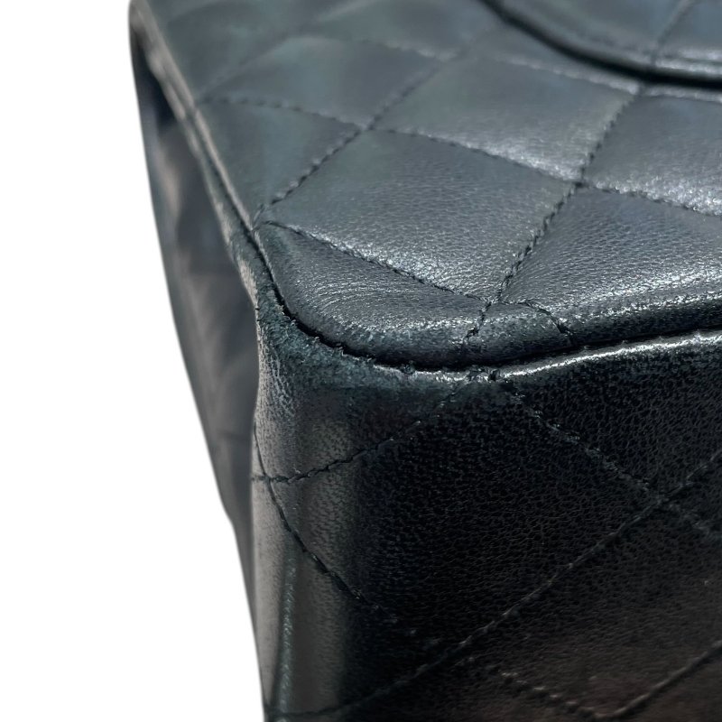 CHANEL 香奈兒 MATELASSE CF25 經典口蓋包 25公分 羊皮 黑色 銀釦-8