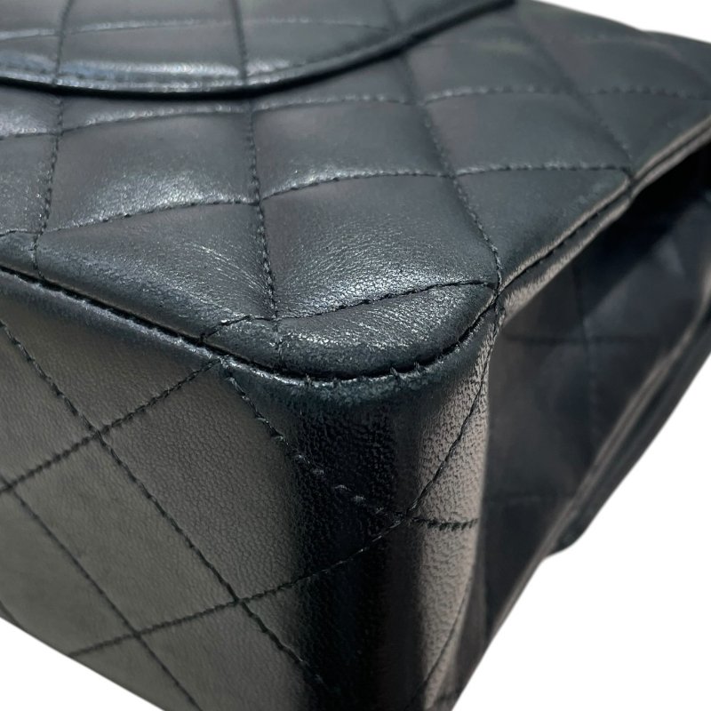 CHANEL 香奈兒 MATELASSE CF25 經典口蓋包 25公分 羊皮 黑色 銀釦-9