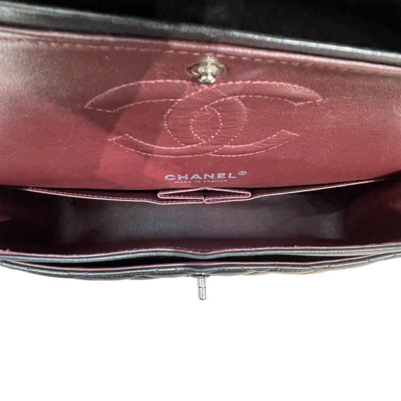 CHANEL 香奈兒 MATELASSE CF25 經典口蓋包 25公分 羊皮 黑色 銀釦-15