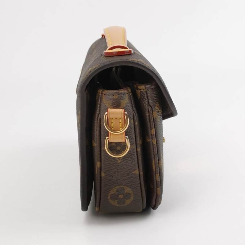 Louis Vuitton (LV) Pochette Metis East West植鞣革老花斜背包單肩包晶片款-3